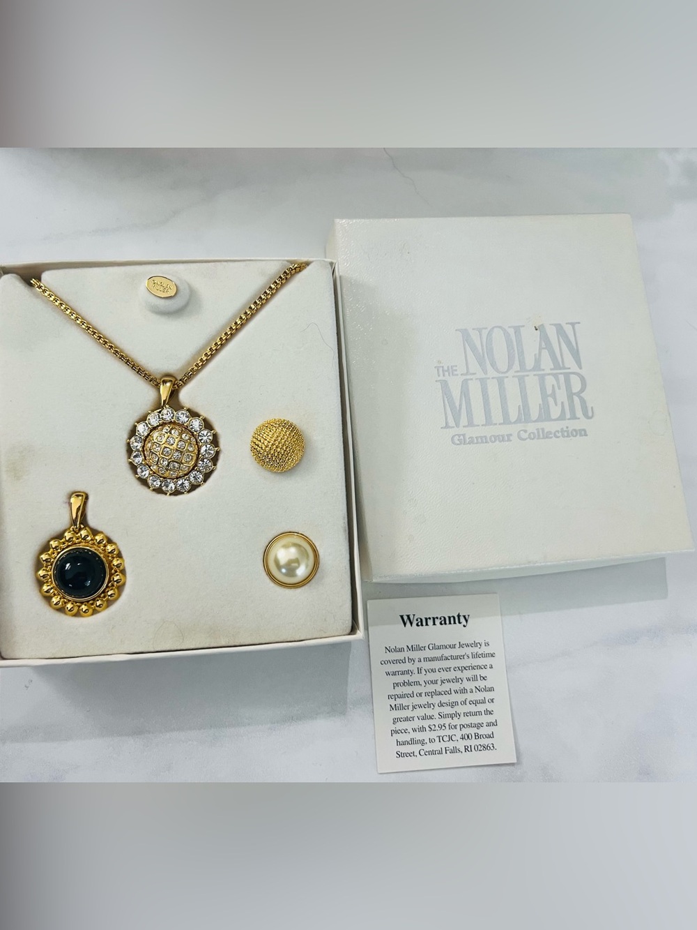 1990s Nolan Miller vintage Interchangeable Pendant Neclace set in original box
